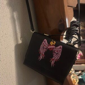 Black and Pink Winged Heart Women's Bag